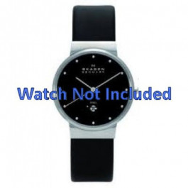 Bracelet de montre Skagen 358LSL / 358LSLB / 358LSLBW Cuir Noir 18mm